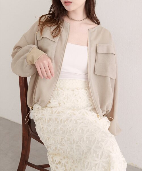 natural couture ブルゾン アウター お上品メッシュブルゾン