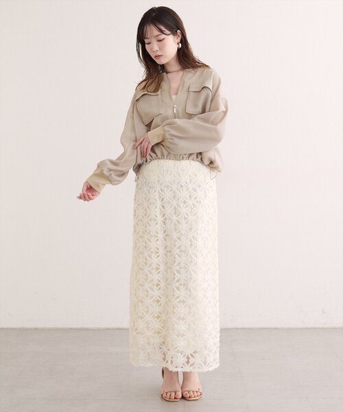 natural couture ブルゾン アウター お上品メッシュブルゾン