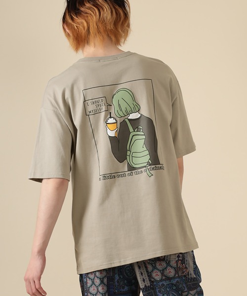 Tシャツ Tシャツ オーバーサイズ カフェガール イラスト プリント Tシャツ Zozotown Paypayモール店 通販 Paypayモール
