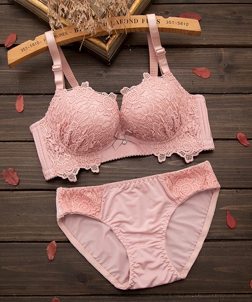 ROSIER レースブラジャーショーツセットF70/L Lace Ladies ブラジャー ショーツセット ノンワイヤー ローズ