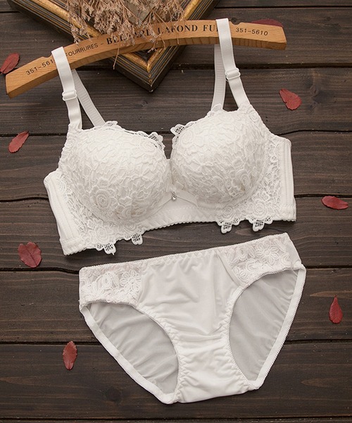 ROSIER レースブラジャーショーツセットF70/L Lace Ladies ブラジャー ショーツセット ノンワイヤー ローズ