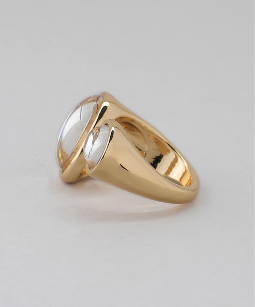 ピンクとクリアのストーンリング K10 カラーストーン＆ダイヤモンド Princess Ring（リング