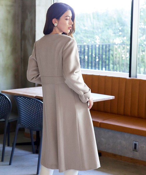 Tiaclasse ノーカラーコート コート 「ウール95%」ノーカラー包み