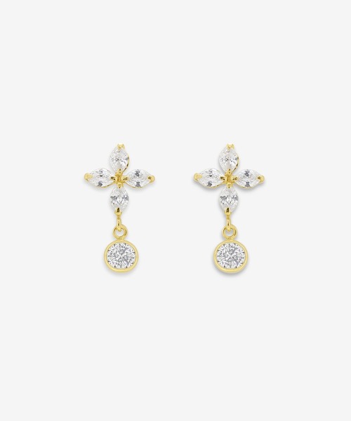 ESTELLE ピアス K10 イエローゴールド ダイヤモンド フラワー