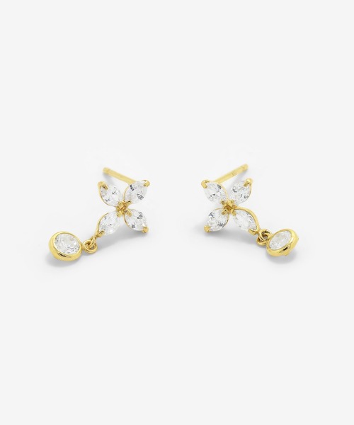 【おすすめ】 ピアス ESTELLE K10 キュービックジルコニア イエローゴールド アクセサリー