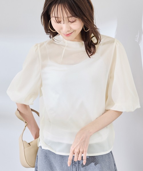 ブラウス シャツ Smocked Bustier レディース GIUNON ブラウス シャツ waist cinching shirring blouse