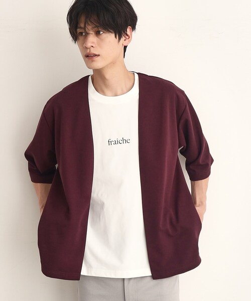 半袖 Tシャツ カーディガン セット レタリングロゴ 5分袖