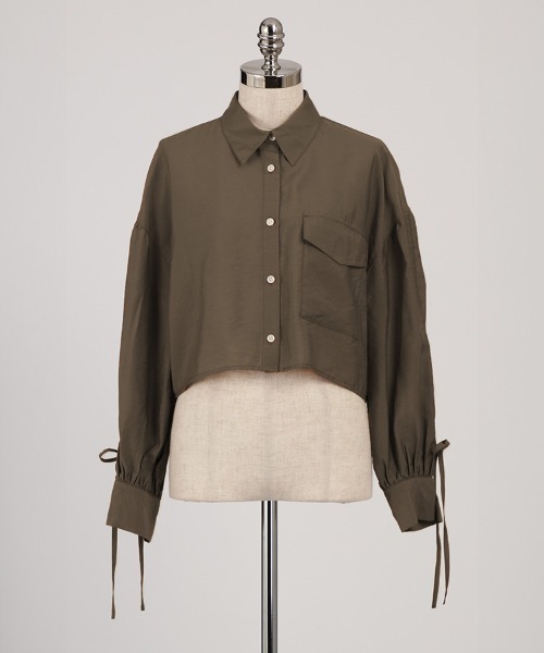 ブラウス シャツ シャーリングショートシャツ レディース 1chaku. ブラウス シャツ シャーリングショートシャツ