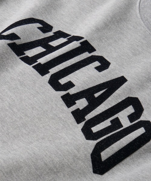 トレーナー スウェット 「UNIVERSAL OVERALL」T/C SWEAT CHICAGO FLOCKY PRINT / フロッキープリント裏起 セール】【UNIVERSAL OVERALL】T/C SWEAT CHICAGO FLOCKY PRINT