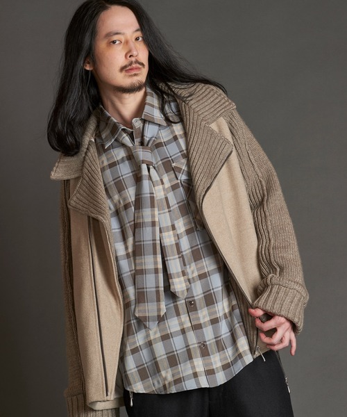 NO ID.（ノーアイディー） シャツ 「NO ID.」Check Shirt with Necktie