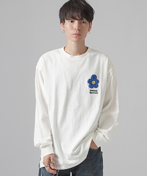 LUXSTYLE（ラグスタイル） tシャツ ワンポイントフラワーサガラ刺繍