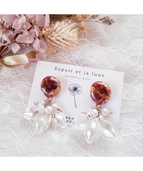 TONE ピアス 「Espoir et la lune」ローズゴールドフリンジピアス(MA 