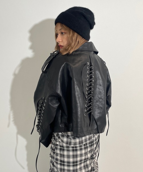 Roger&Raw レザージャケット ライダース 編み上げビックフェイク