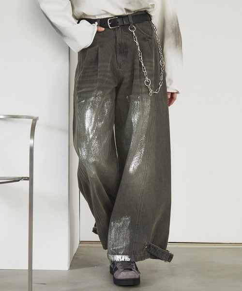 Spielio ワイドパンツ ジーンズ 「Spielio」Vintage like foil print