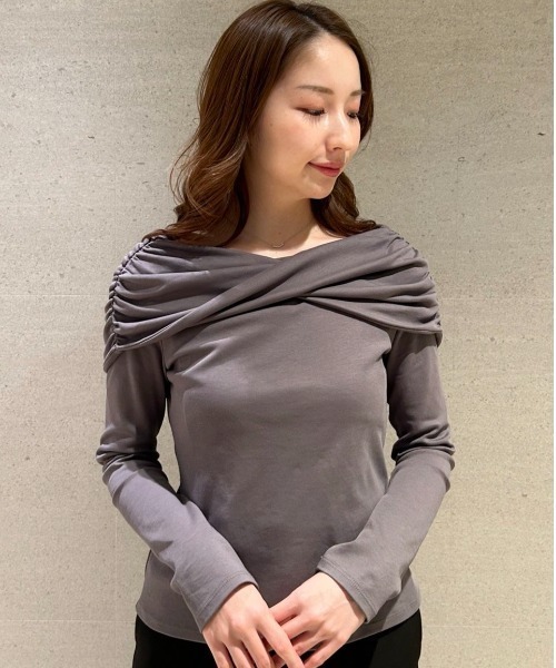 CELFORD（セルフォード） ツイストケープカットソー グレー CELFORD tシャツ ツイストケープカットソー レディース