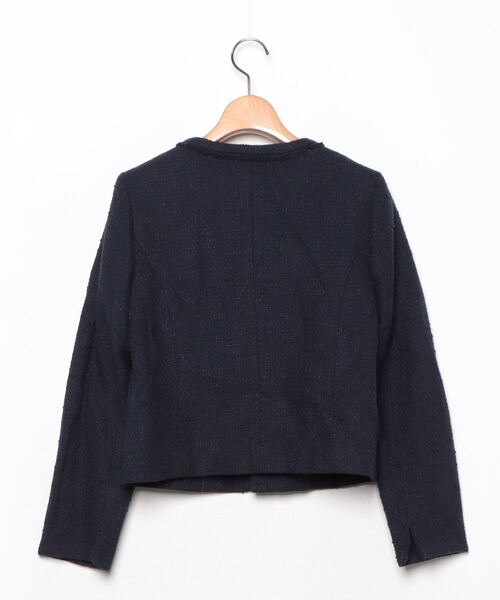 「Demi-Luxe BEAMS」 ノーカラージャケット 36 ネイビー レディース