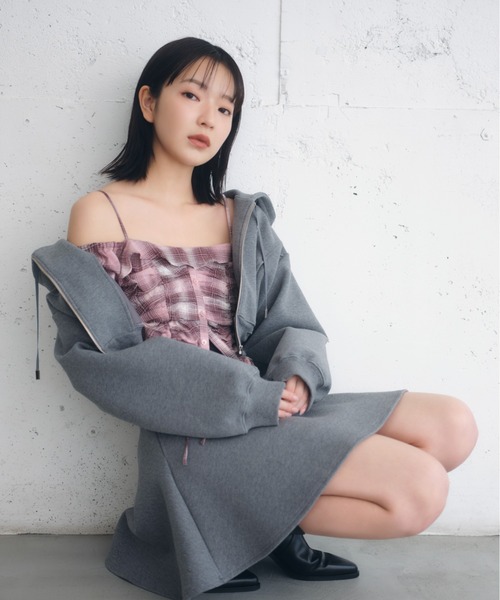 snidel ボンディングスウェットセット グレー SNIDEL ワンピース スウェットミニセットアップ : ZOZOTOWN