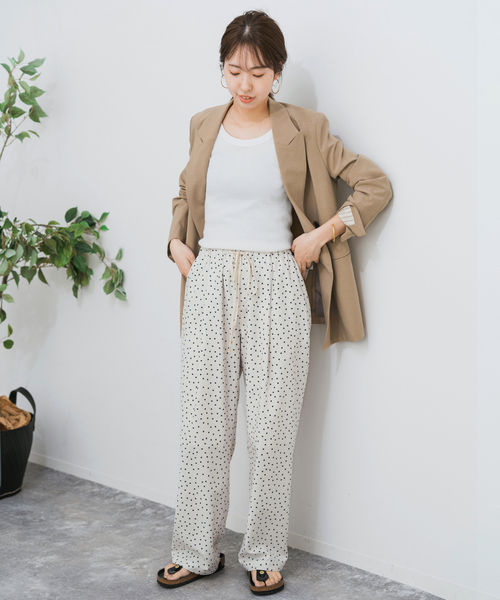WEB限定追加》ドットプリントイージーストレートパンツ