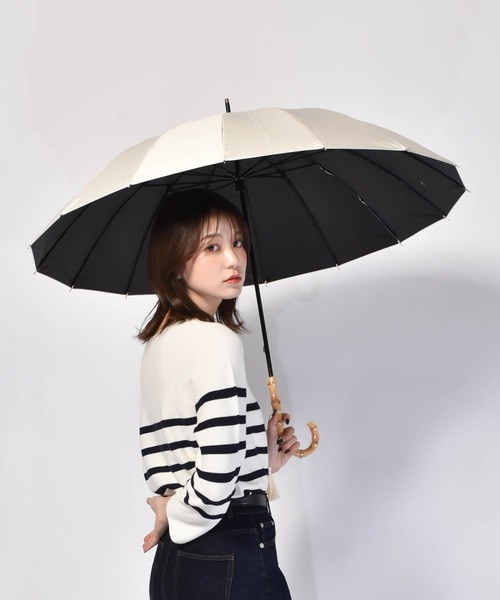 Waterfront 傘 16K花びらき竹手元 55cm 日傘 雨傘 兼用