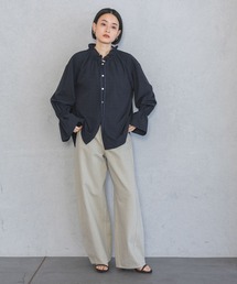 Drawer - 新品　フリルカラーシャツブラウス　ネイビー 3559770.jpg?20240226102945
