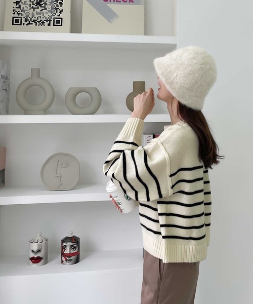 [mily bilet] длинный рукав вязаный LARGE темно-синий женский 