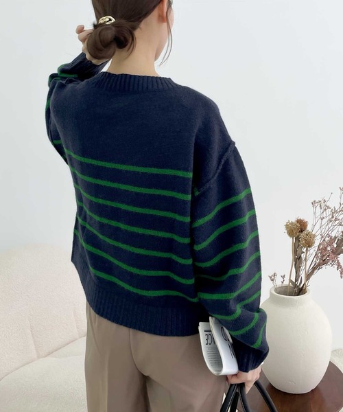 [mily bilet] длинный рукав вязаный LARGE темно-синий женский 