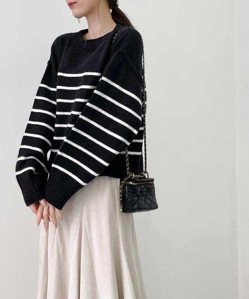 [mily bilet] длинный рукав вязаный LARGE темно-синий женский 