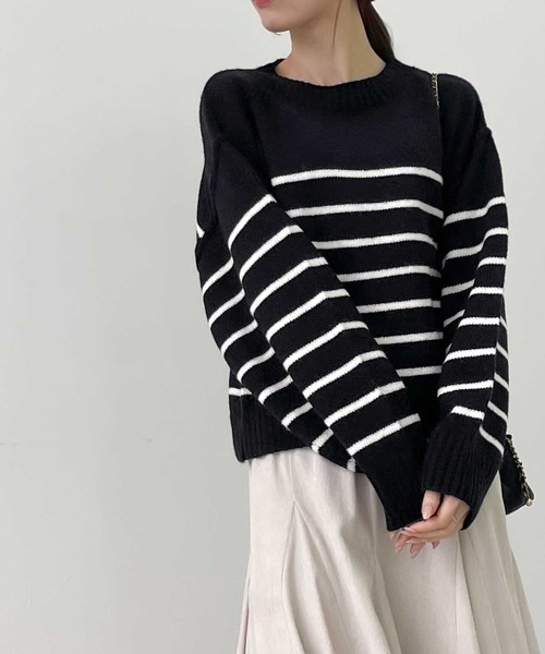 [mily bilet] длинный рукав вязаный LARGE темно-синий женский 