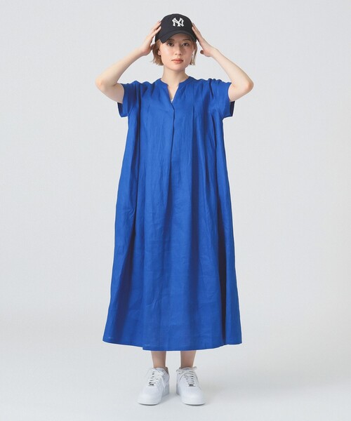 美品 エッフェビームス リネンコットン キーネック 七分袖