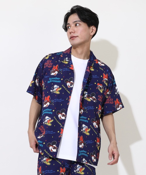 Disney（ディズニー） ブラウス シャツ 半袖 親子お揃い リゾート総柄