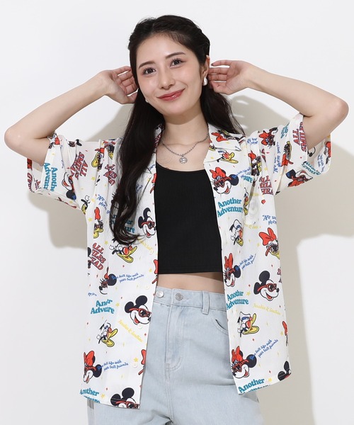 Disney（ディズニー） ブラウス シャツ 半袖 親子お揃い リゾート総柄