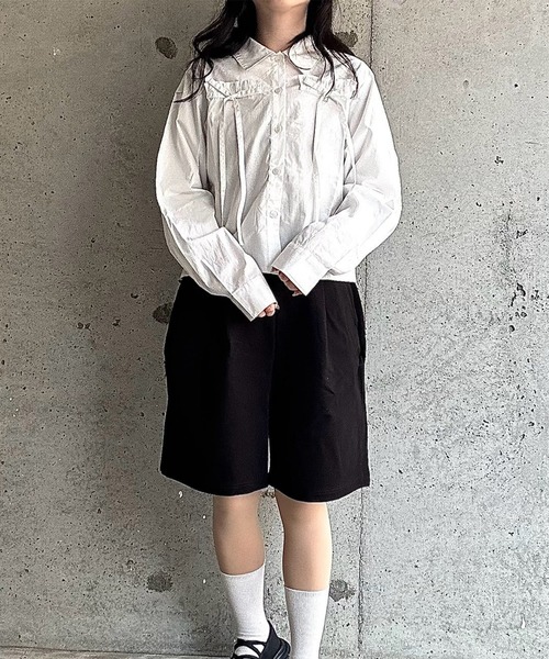 【新品】STRATA ／エストラータ／ステッチハーフパンツ／ホワイト／Sサイズ セール】ステッチハーフパンツ 【低身長・小柄女性】（その他
