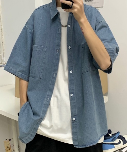 【 】CKJ デニムショートスリーブシャツ◆送料無料◆ MGV シャツ デニムショートスリーブシャツ メンズ レディース