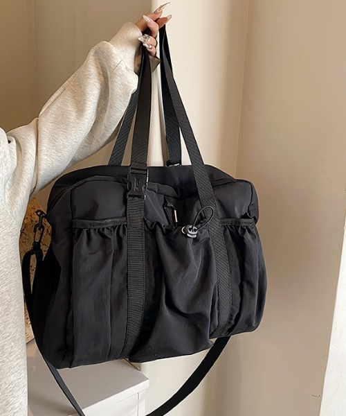 ボストンバッグ 「2WAY」アウトポケット大容量ナイロンボストン