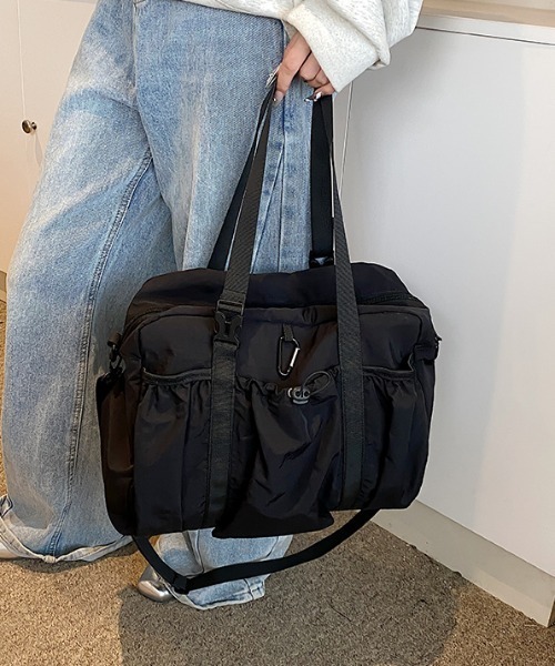 ボストンバッグ 「2WAY」アウトポケット大容量ナイロンボストン