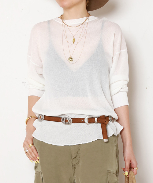 tシャツ * New シアーワッフルTシャツ レディース