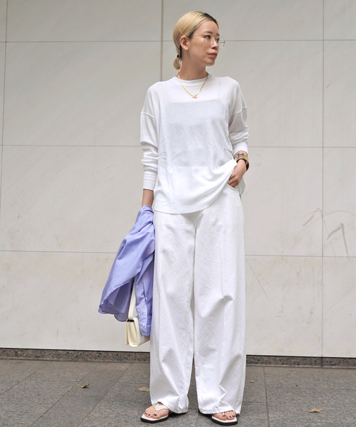 EVERYDAY I LIKE シアーワッフルTシャツ　プルオーバー　リブ袖 EVERYDAY I LIKE シアーワッフルTシャツ プルオーバー リブ袖