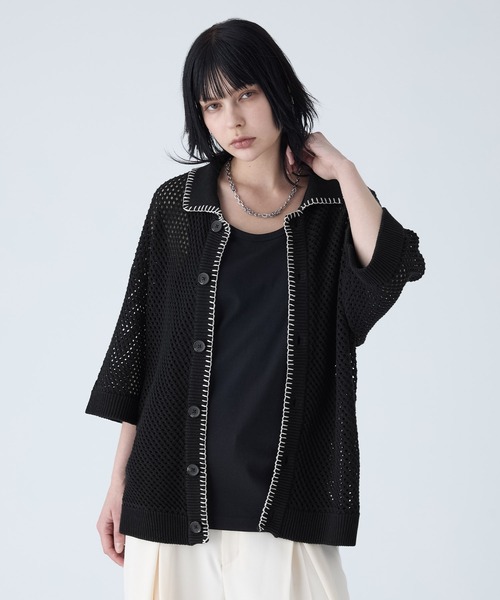VELNUS カーディガン 「VELNUS」Watermark knitting loose short