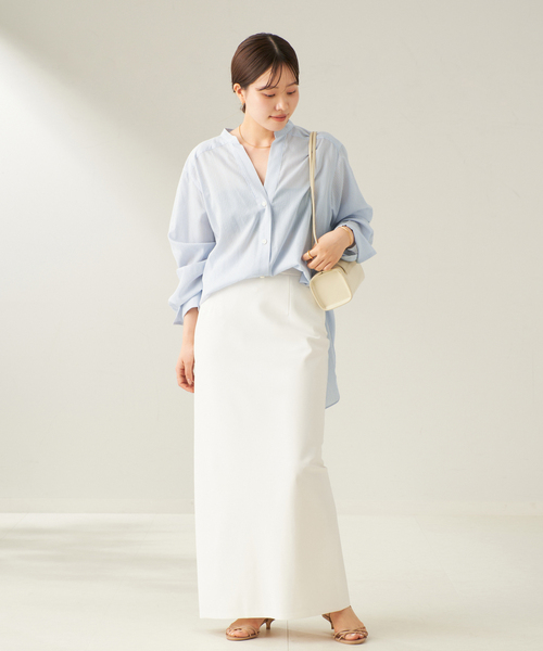 新品】plage 【R'IAM】ギャザーロング シャツ リネン