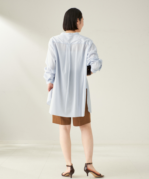 plage ブラウス シャツ R'IAM シアーロングシャツ レディース