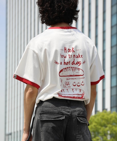 HOOKED オリジナル Tシャツ tシャツ HOOK -original- ヴィンテージ風「ホット ドッグ」プリント