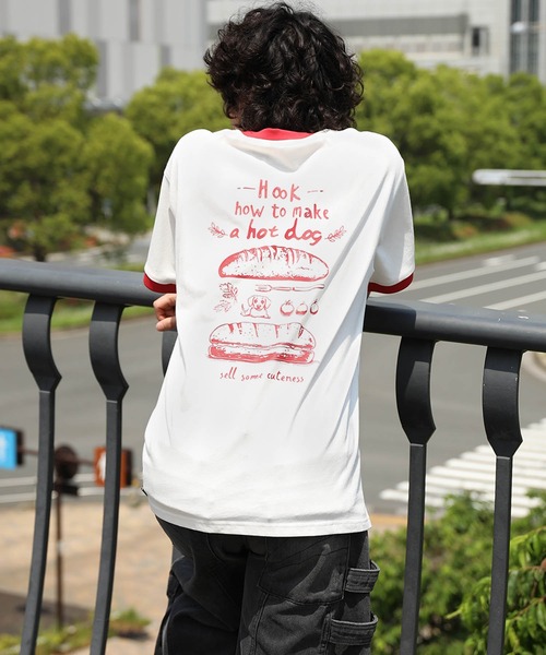 HOOKED オリジナル Tシャツ tシャツ HOOK -original- マフィアわんこプリントウォッシュ半袖TEE