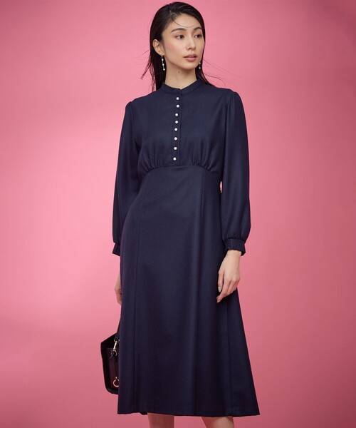 「組曲」 長袖ワンピース 2 ネイビー レディース_画像2