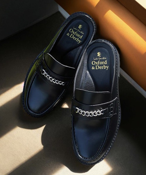 ローファー 牛革 +4.0cm タンクソール チェーンビットローファー ミュール / London Shoe Make Oxford and Derby 9015 メンズ