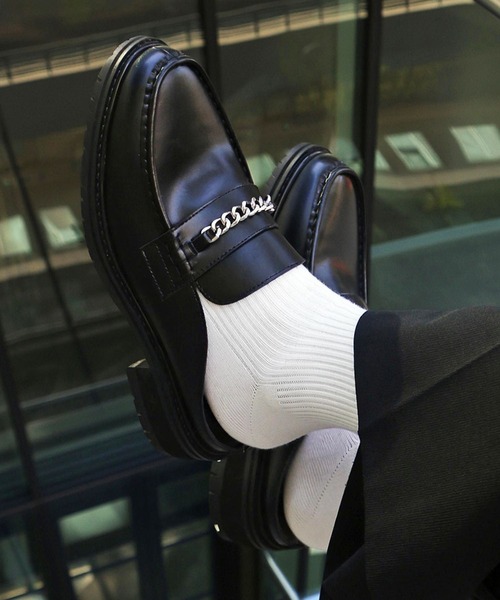 ローファー 牛革 +4.0cm タンクソール チェーンビットローファー ミュール / London Shoe Make Oxford and Derby 9015 メンズ