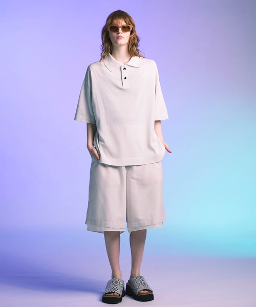 MAISON SPECIAL　メゾンスペシャル　ワイドショーツ　総柄　アイボリー MAISON SPECIAL パンツ 「UNISEX」Crochet Like Mesh Prime-Wide