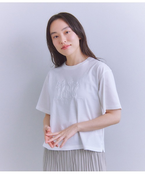 tシャツ Mercerization Jersey Flowerコード刺繍Tシャツ レディース