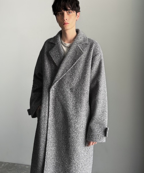 COMME CA DU MODE 日本製ブラック チェスターワイドウールコート COMME