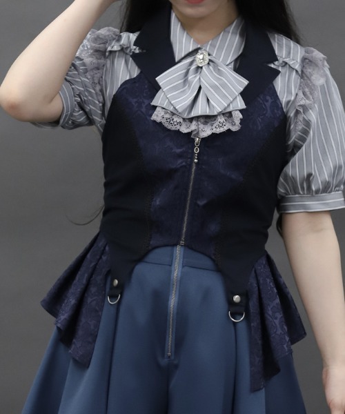 ベスト ジレ ジャカードホルターベスト レディース