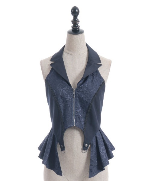 axes femme POETIQUE ジャカードホルターベスト 紺 ジャカードホルターベスト | POETIQUE | axes femme online shop